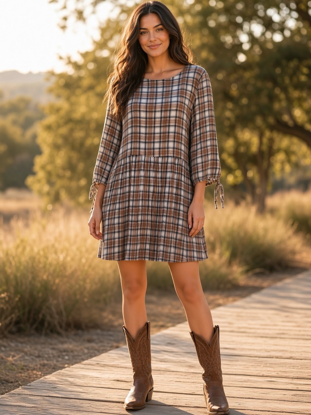 Hidden Alley cotton plaid dress